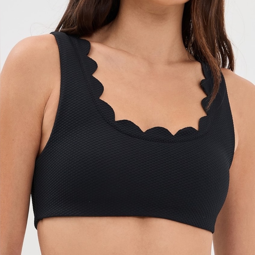 Beach Riot Madison Scalloped Bikini Top Black Medium NWT